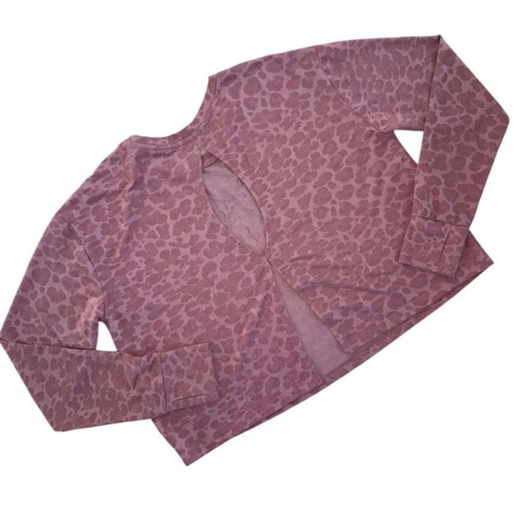 Rae Dunn XL Gym Now Wine Later Leopard Print Workout Crop Top Athletic Shirt - Picture 4 of 5